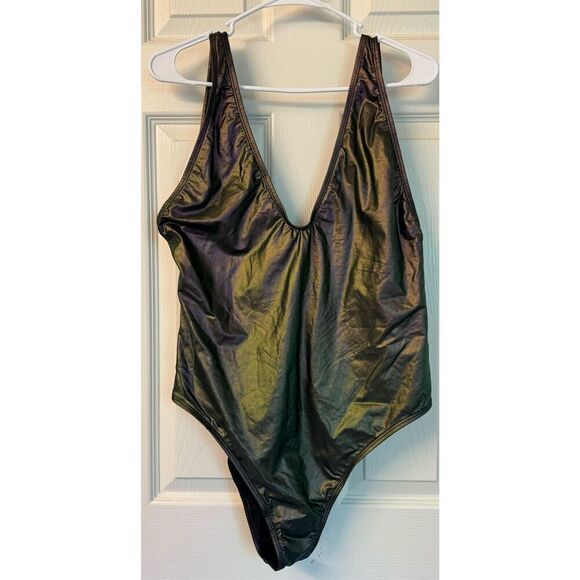 NWT Sports Illustrated Rebel Plunge Iridescent One Piece Swimsuit Size 18 - Picture 2 of 10